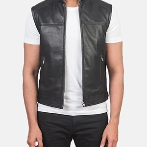 Roland Black Leather Biker Vest