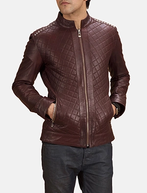 Rumano Jae Maroon Leather Biker Jacket