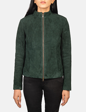 Rumella Green Suede Biker Jacket