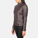 Rumella Maroon Leather Biker Jacket