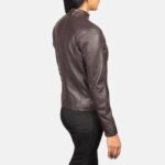 Rumella Maroon Leather Biker Jacket