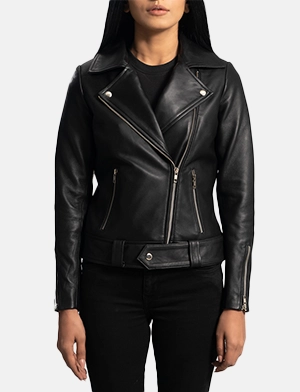 Rumy Black Leather Biker Jacket