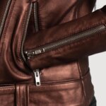 Rumy Maroon Leather Biker Jacket