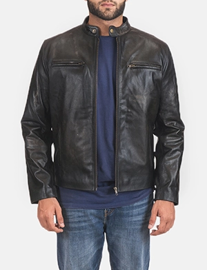 Rustic Black Leather Biker Jacket