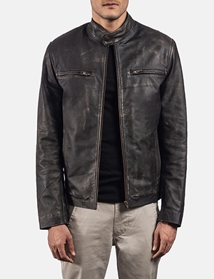 Rustic Brown Leather Biker Jacket