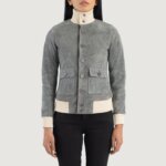 Sasha A1 Grey Suede Bomber Jacket