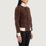 Sasha A1 Mocha Suede Bomber Jacket