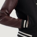 Savant Maroon & Black Hybrid Varsity Jacket