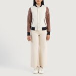 Savant White & Brown Hybrid Varsity Jacket