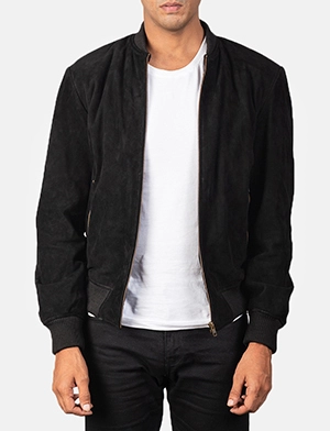 Shane Black Suede Bomber Jacket