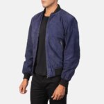 Shane Blue Suede Bomber Jacket