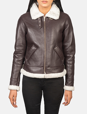 Sherilyn B-3 Maroon Leather Bomber Jacket