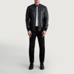 Sven Black Leather Bomber Jacket