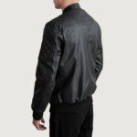 Sven Black Leather Bomber Jacket