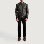 Sven Distressed Brown Leather Bomber Jacket