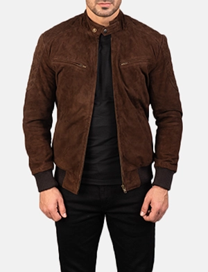 Sven Mocha Suede Bomber Jacket