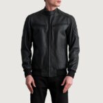 Sven Tumbled Black Leather Bomber Jacket