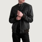 Sven Tumbled Brown Leather Bomber Jacket