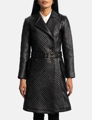 Sweet Susan Black Leather Trench Coat