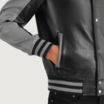 Terrance Black & Grey Leather Varsity Jacket