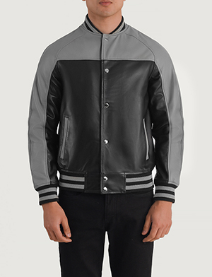 Terrance Black & Grey Leather Varsity Jacket