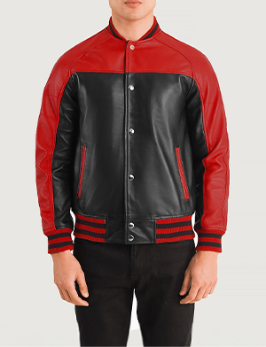 Terrance Black & Red Leather Varsity Jacket