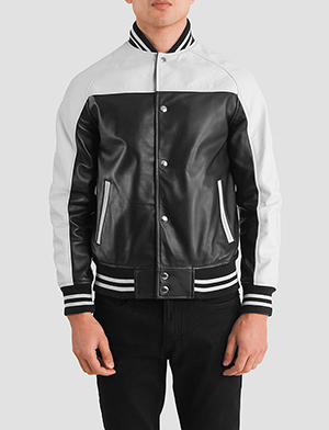 Terrance Black & White Leather Varsity Jacket