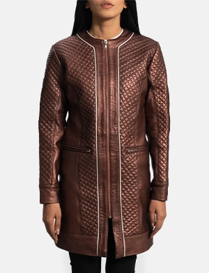 Trudy Lane Quilted Maroon Leather Coat