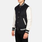 Vaxton Black & White Hybrid Varsity Jacket