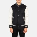 Vaxton Black & White Hybrid Varsity Jacket