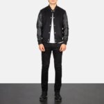 Vaxton Black Hybrid Varsity Jacket