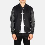 Vaxton Black Hybrid Varsity Jacket