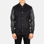 Vaxton Black Hybrid Varsity Jacket