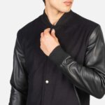 Vaxton Black Hybrid Varsity Jacket