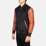 Vaxton Brown & Black Hybrid Varsity Jacket