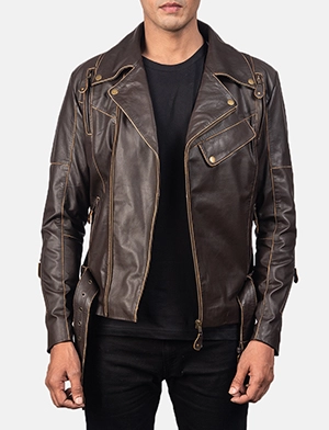 Vincent Brown Leather Biker Jacket