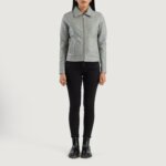 Vixen Grey Classic Collar Leather Jacket