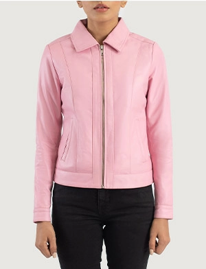 Vixen Pink Classic Collar Leather Jacket