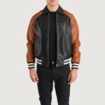 Walton Black & Brown Leather Varsity Jacket