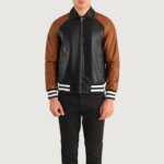 Walton Black & Brown Leather Varsity Jacket