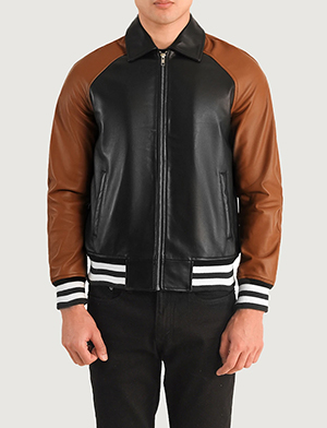 Walton Black & Brown Leather Varsity Jacket