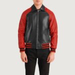 Walton Black & Red Leather Varsity Jacket