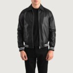 Walton Black Leather Varsity Jacket