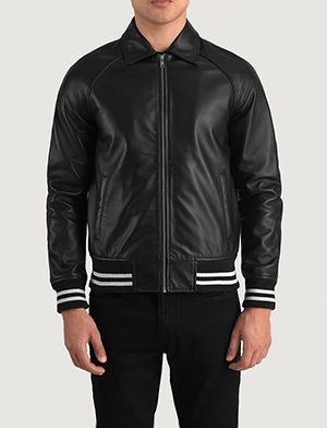 Walton Black Leather Varsity Jacket