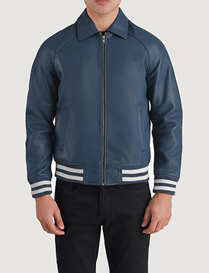 Walton Blue Leather Varsity Jacket