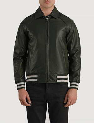 Walton Green Leather Varsity Jacket