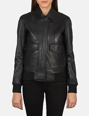 Westa A-2 Black Leather Bomber Jacket