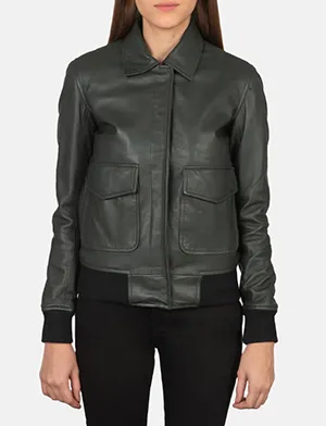 Westa A-2 Green Leather Bomber Jacket