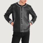 Willis Black Leather Varsity Jacket