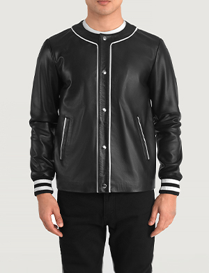 Willis Black Leather Varsity Jacket